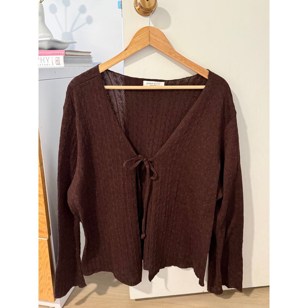 ✨ Good Days Project Brown Tie‎ Front Knit Cardigan Layering Sweater 3X
